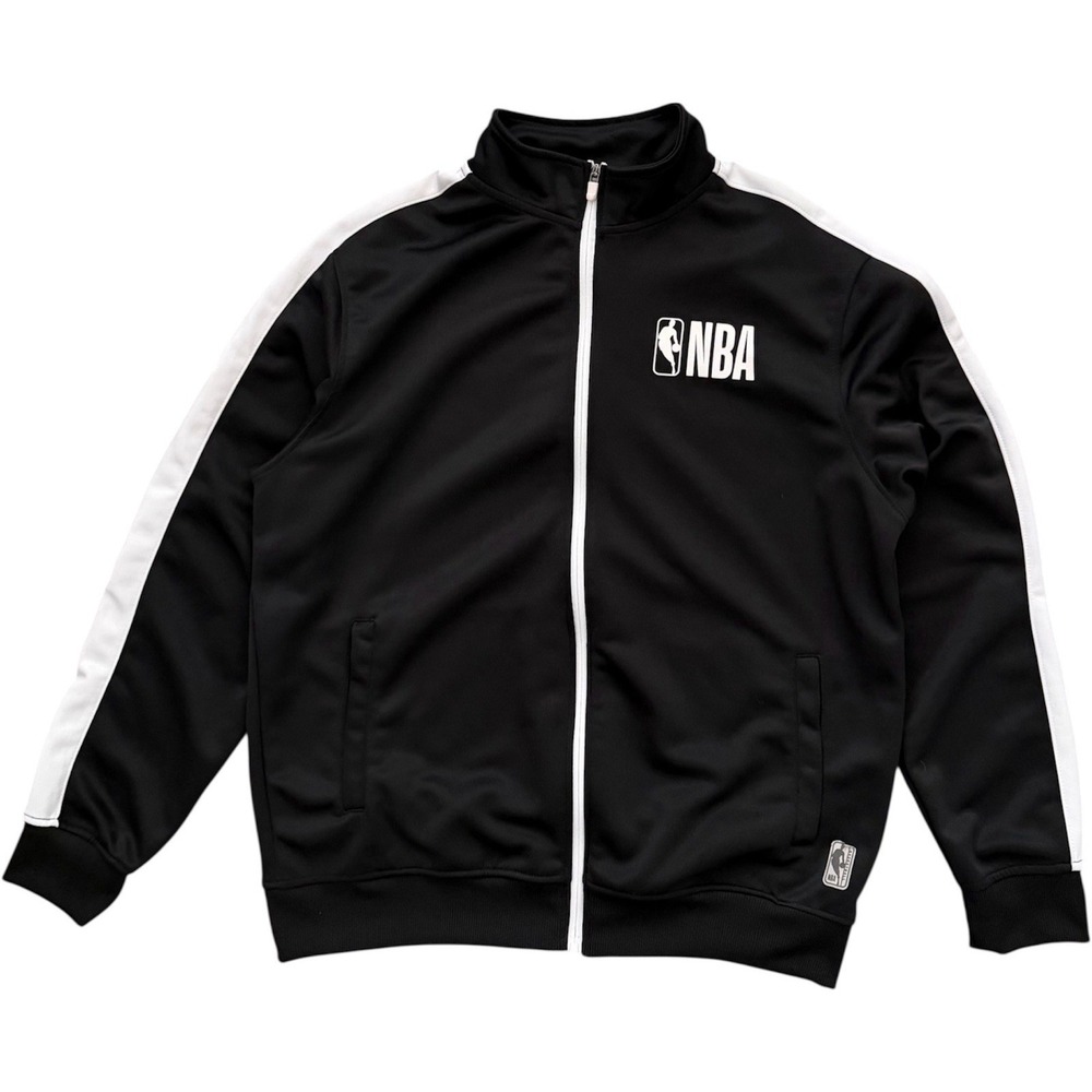 NBA Track Jacket Full Zip‎ Black White Stripe Mens Large Athletic Streetwear